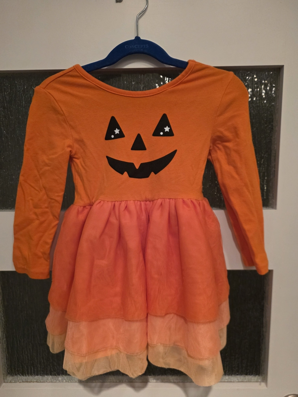 Kids Orange Pumpkin Tiered Halloween Costume Dress